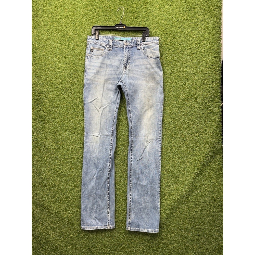 Rock & Roll Hooey Jeans Mens 34x36 Revolver Slim Straight Blue Denim Pants